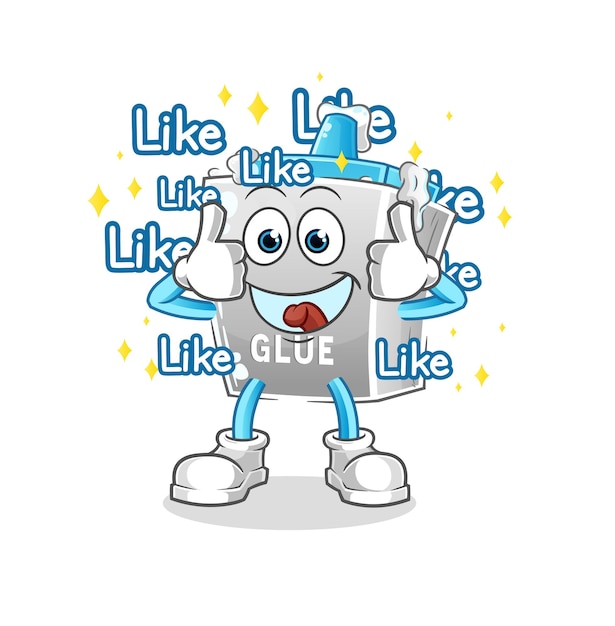 Glue give lots of likes cartoon vector