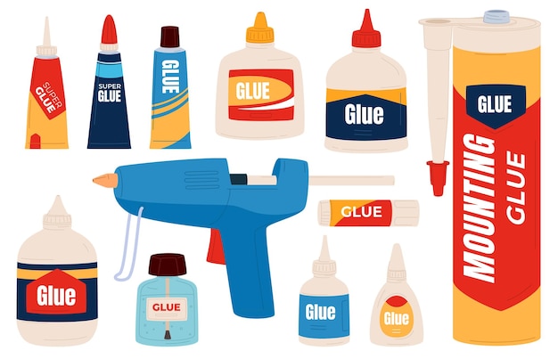 Glue for gluing various types of objects tubes with an adhesive substance repair and gluing