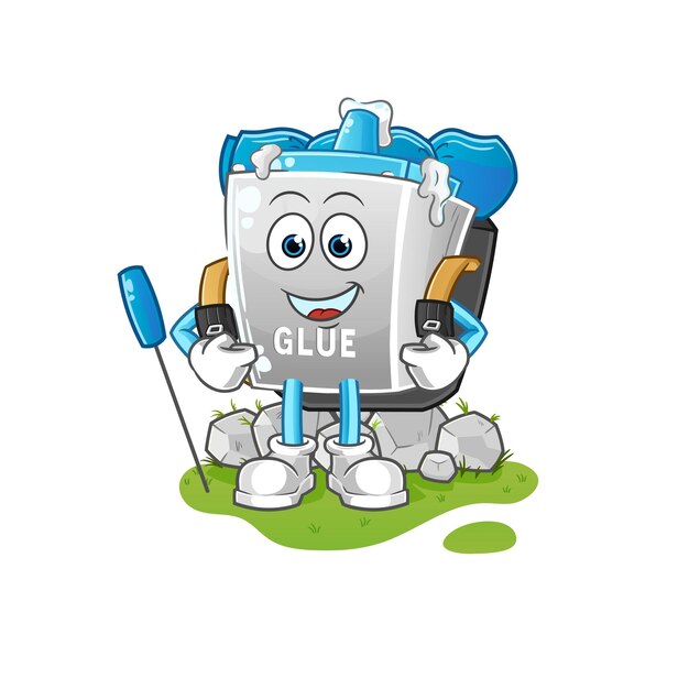 Glue go camping mascot cartoon vector