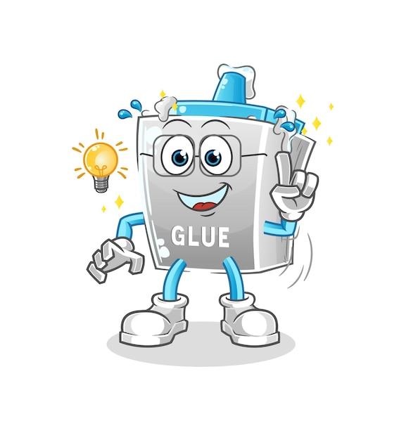 Glue got an idea cartoon. mascot vector