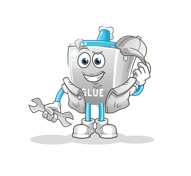 Glue mechanic cartoon. cartoon mascot vector