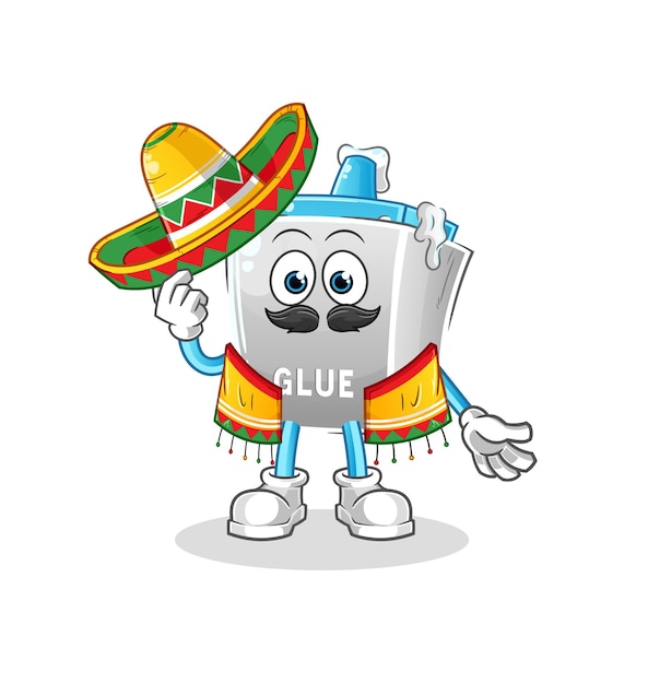 Glue Mexican culture and flag cartoon mascot vector