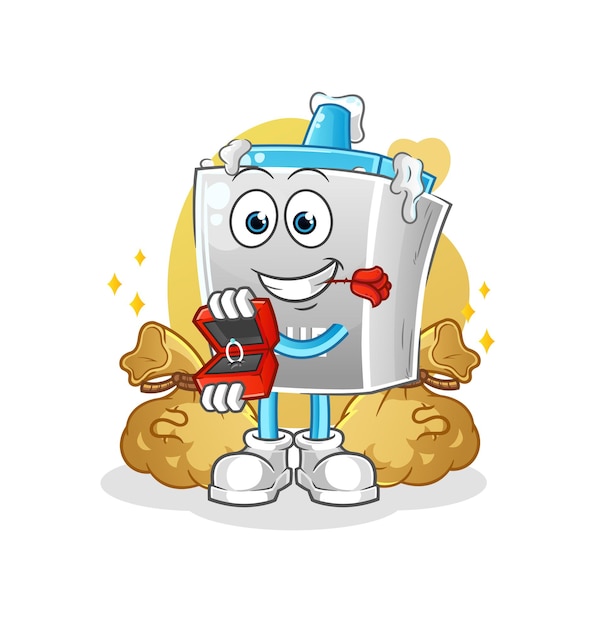 Glue propose with ring. cartoon mascot vector