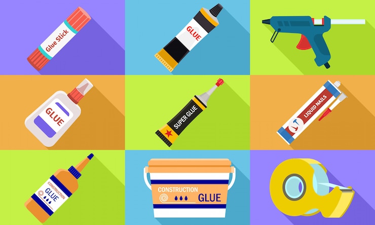 Vector glue set, flat style