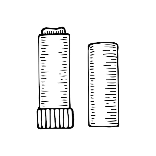 Glue stick sketch Adhesive swivel tube pencil line art Hand drawn doodle vector illustration