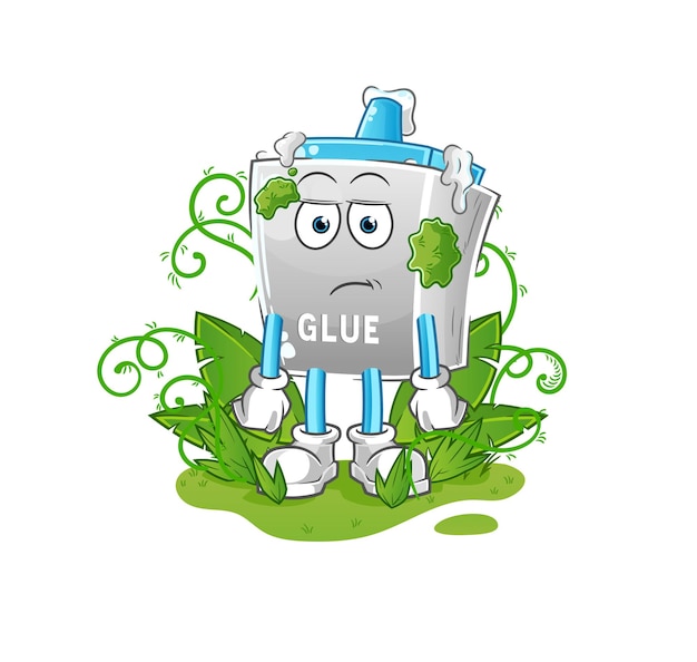 Glue waiting too long mascot cartoon vector