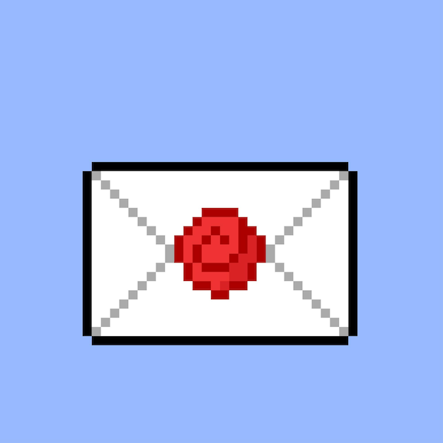 glue wax letter with pixel art style