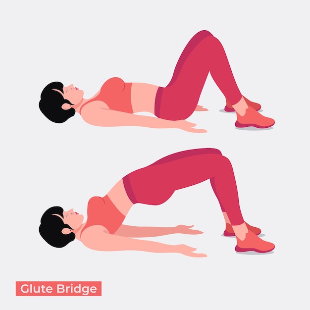 Vector glute bridge exercise woman workout fitness aerobic and exercises