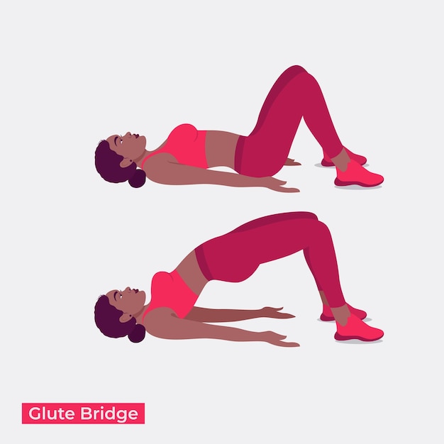 Vector glute bridge exercise woman workout fitness aerobic and exercises