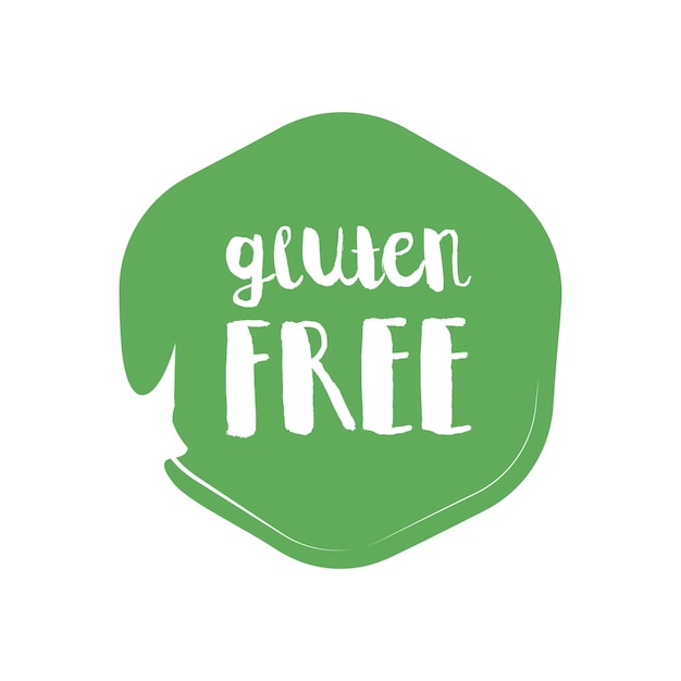 Vector gluten free circle letters in grunge round background. vector logo illustration.