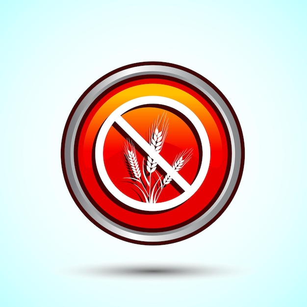 Gluten Free Icon Design Illustration Non Gluten Food Sign For Apps And Websites Orange Color Round Button Design