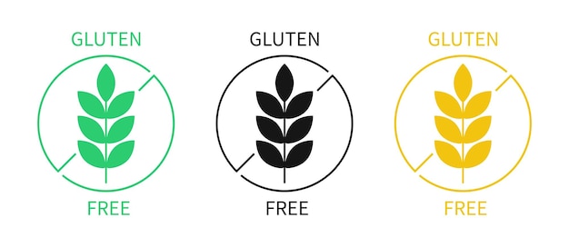 Gluten free vector label icon set