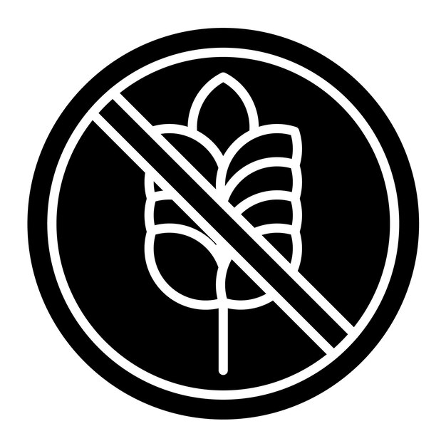 Glutenvrij voedsel Glyph effen zwarte afbeelding