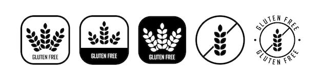 Glutenvrije pictogrammenset glutenvrije sticker embleem teken labelsjabloon