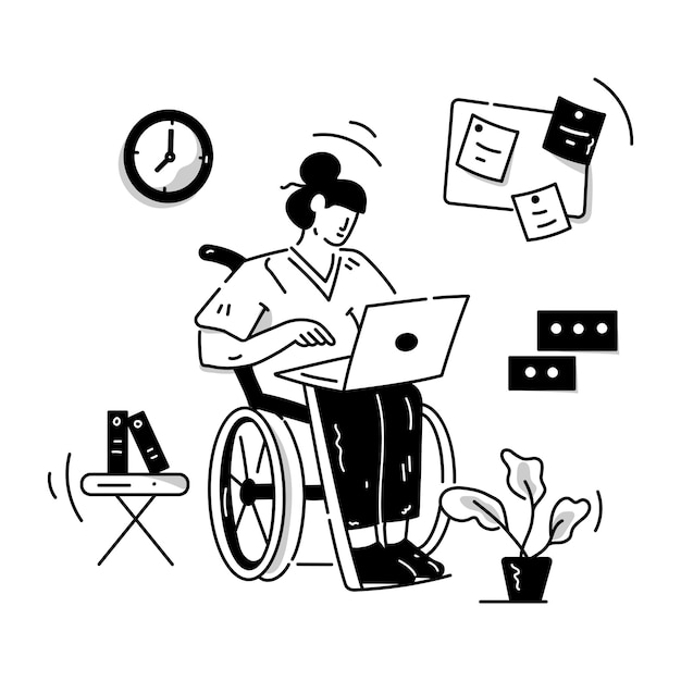 Glyph illustratie van werk vanuit huis bewerkbaar ontwerp