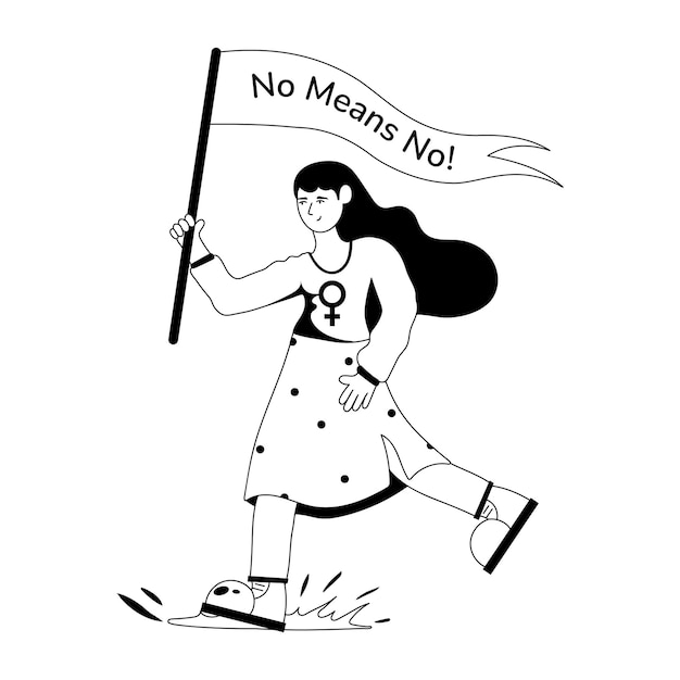 Glyph illustration of activist girl