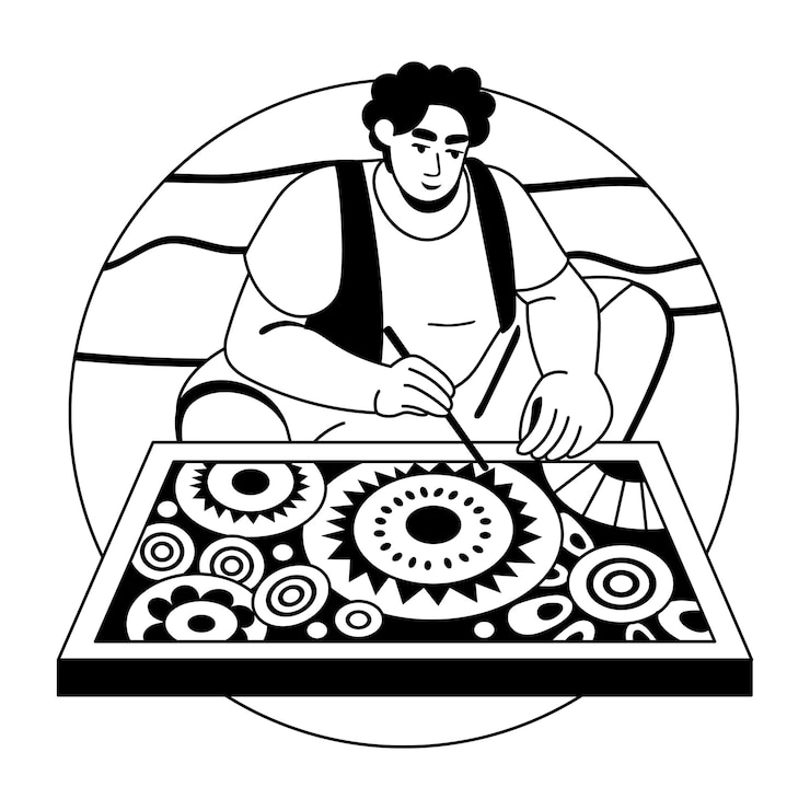 Vector a glyph illustration of an artist doing painting