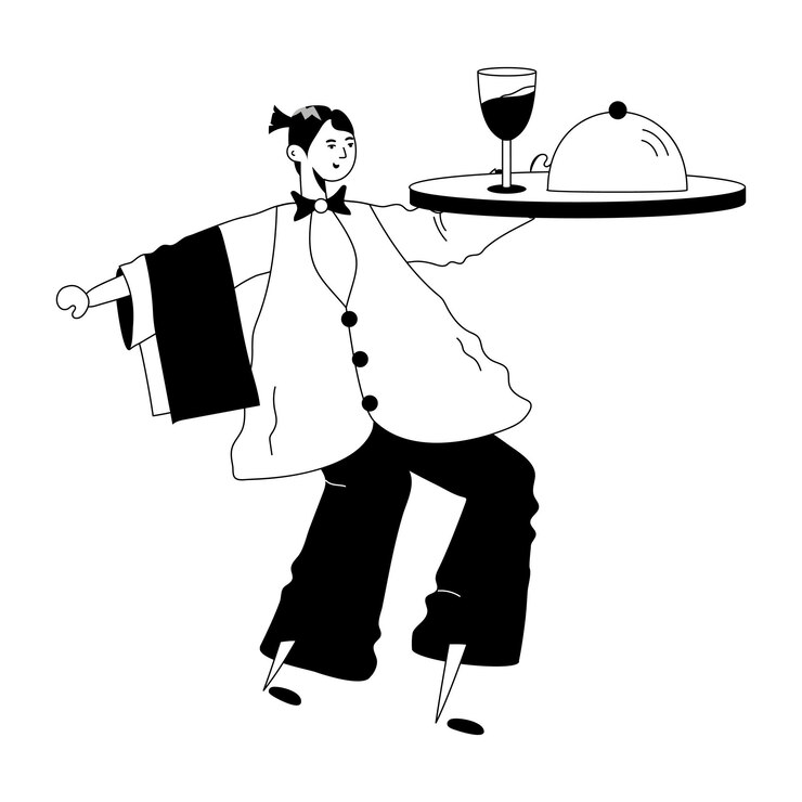 Vector a glyph illustration of cafe waiter