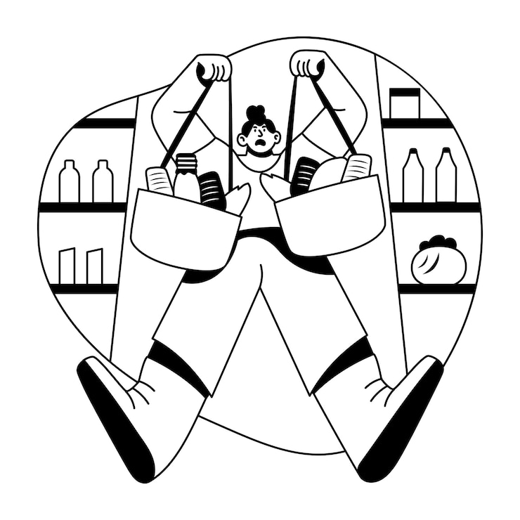 Vector 重い袋を握っているキャラクターのグリフイラスト