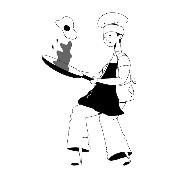 Vector glyph illustration of design of professional chef