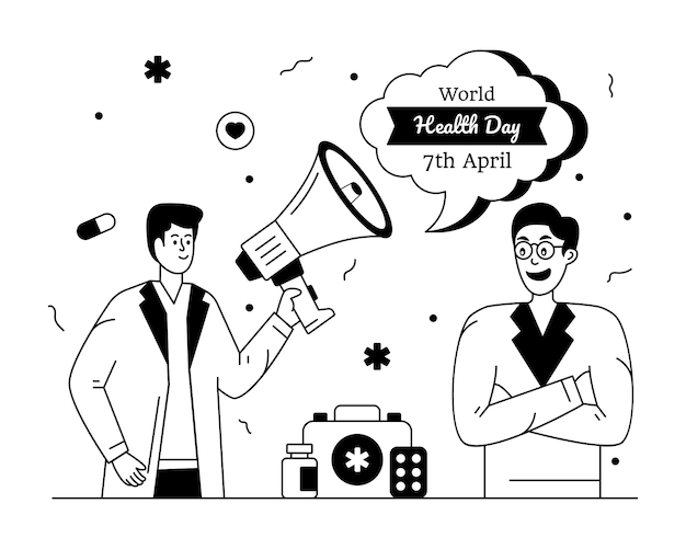 Un'illustrazione della linea di glifi della giornata mondiale della salute