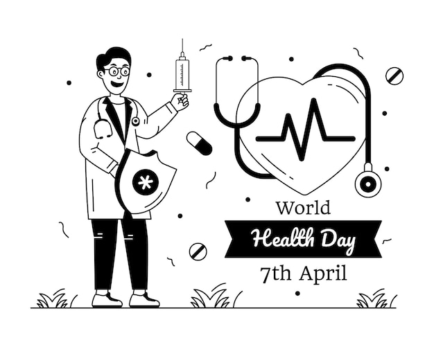 A glyph line illustration of world health day