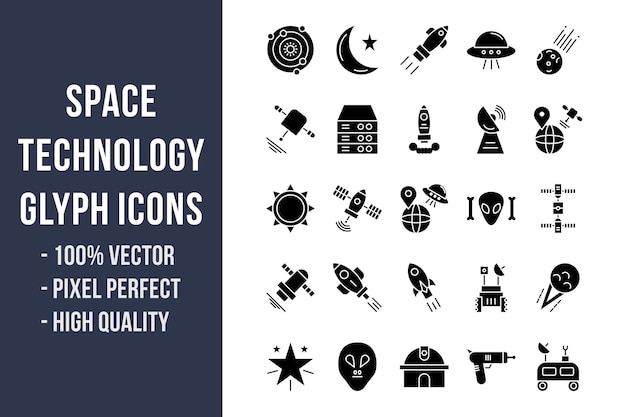 Glyph-pictogrammen voor ruimtetechnologie