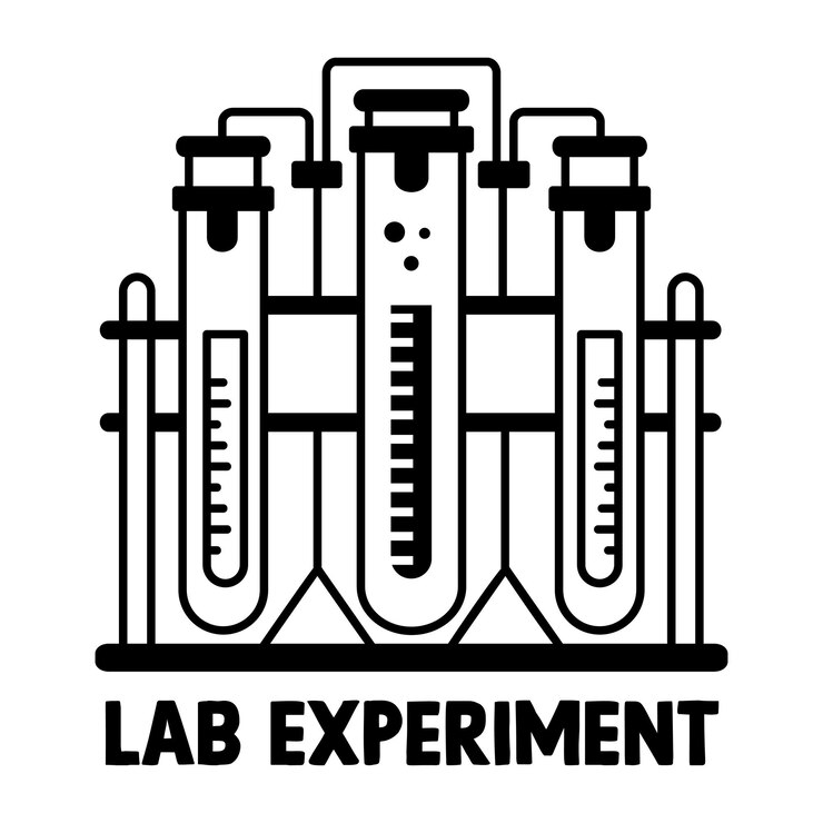 Vector a glyph sticker of chemical tubes with lab experiment typography