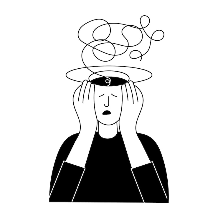 Vector a glyph style illustration showing person having anxiety