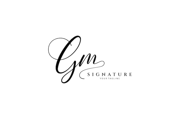 Gm eerste handtekening logo Handgeschreven monogram vector