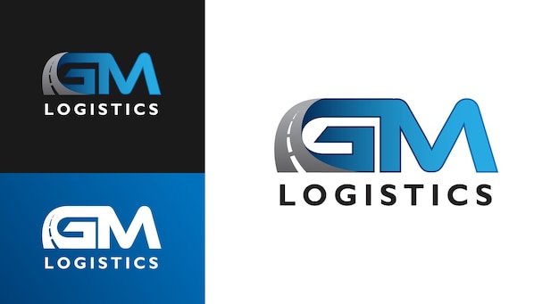 Vector gm letter logistics highway logo template