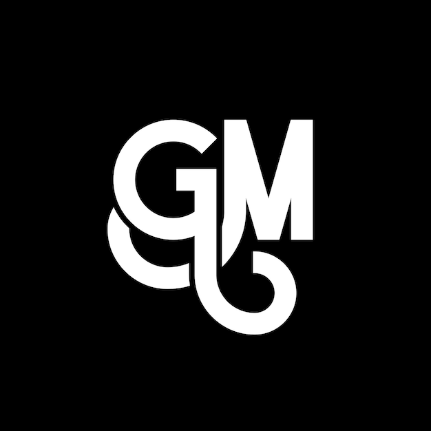 Vettore design di lettere del logo gm su sfondo nero gm iniziali creative letter logo concept gm design di lettere gm design di lettere bianche su fondo nero g m g m logo