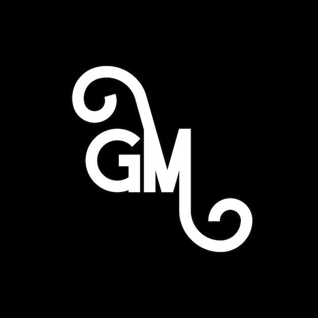 Vettore design di lettere del logo gm su sfondo nero gm iniziali creative letter logo concept gm design di lettere gm design di lettere bianche su fondo nero g m g m logo