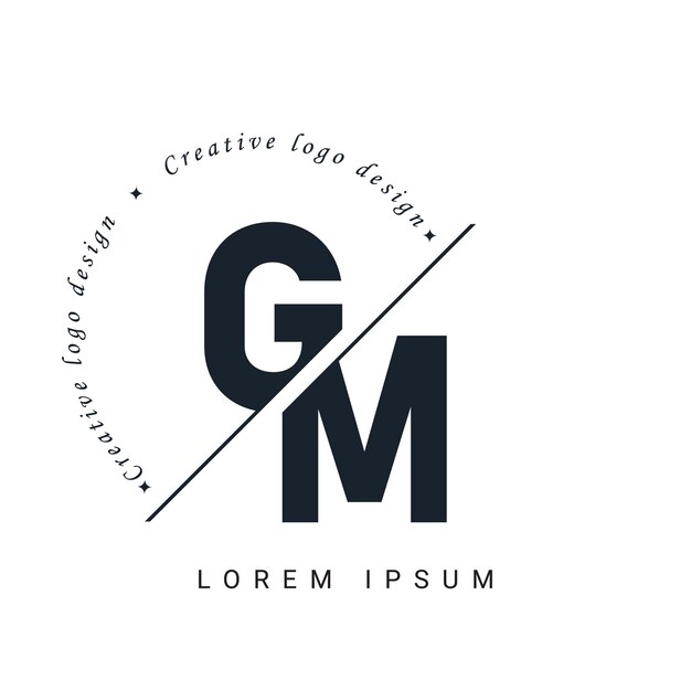 GM Letter Logo Design with a Creative Cut Creative logo design