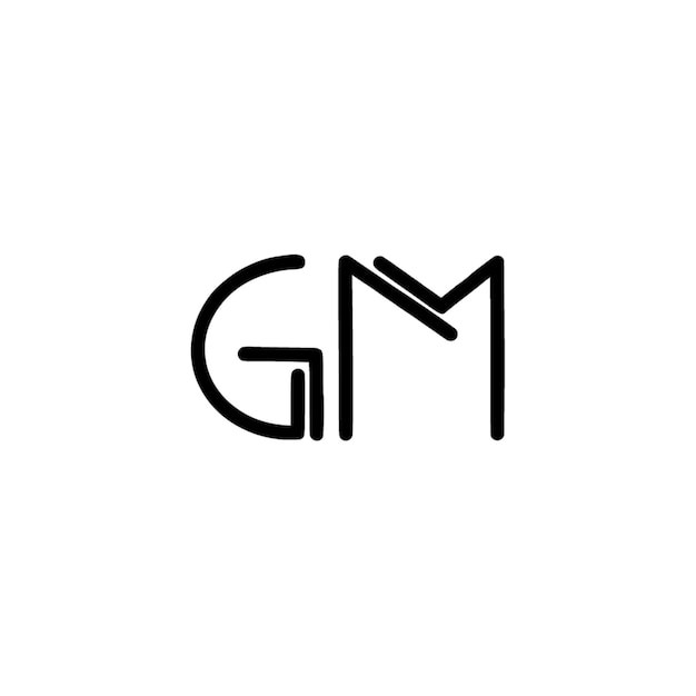GM 모노그램 로고 디자인 문자 텍스트 이름 기호 모노크롬 로고 타입 알파 문자 간단한 로고