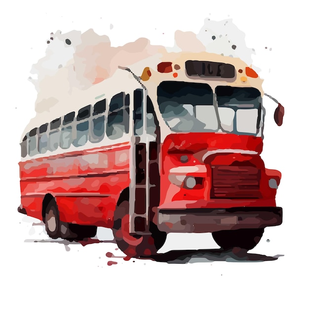 GMC SCHOOLBUS Rood, aquarel, vector, illustrator, ontwerp