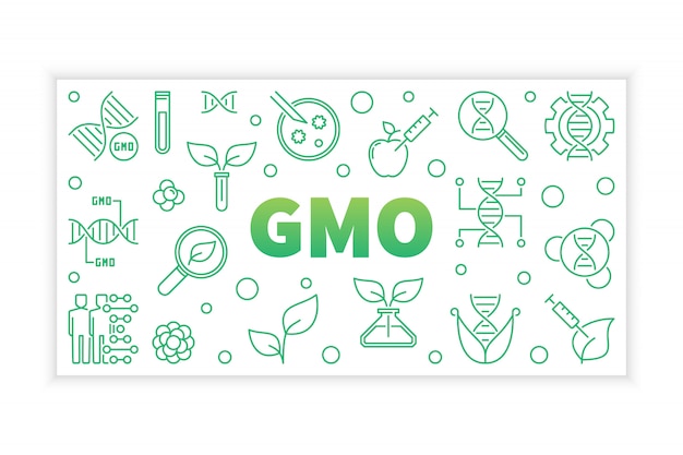 Gmo concept green banner in thin line style