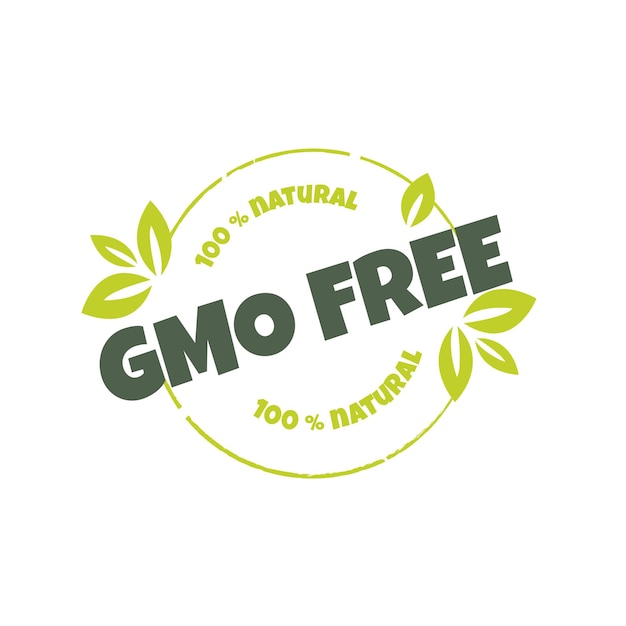 Ogm free bio prodotti biologici e naturali etichetta adesiva badge e logo icona ecologia modello logo