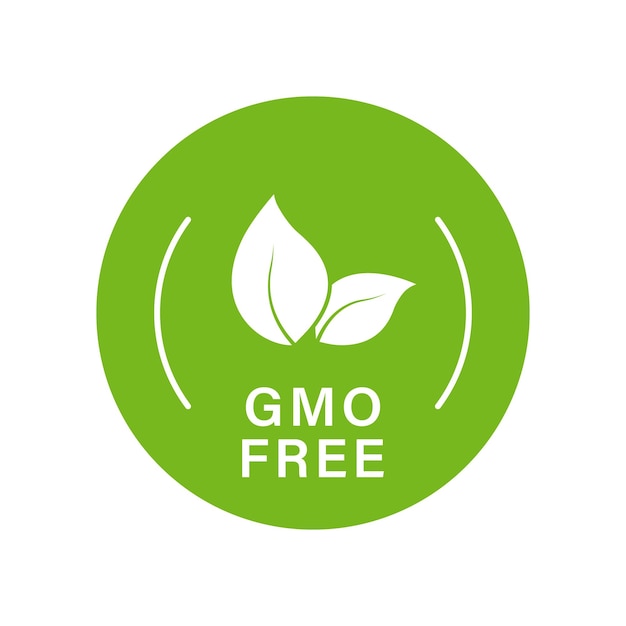 Gmo Free Green Silhouette Icon Non Gmo Label Only Natural Organic Product Leaf Healthy Vegan Food