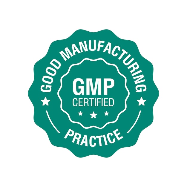 Значок надлежащей производственной практики, сертифицированный GMP Векторная иллюстрация