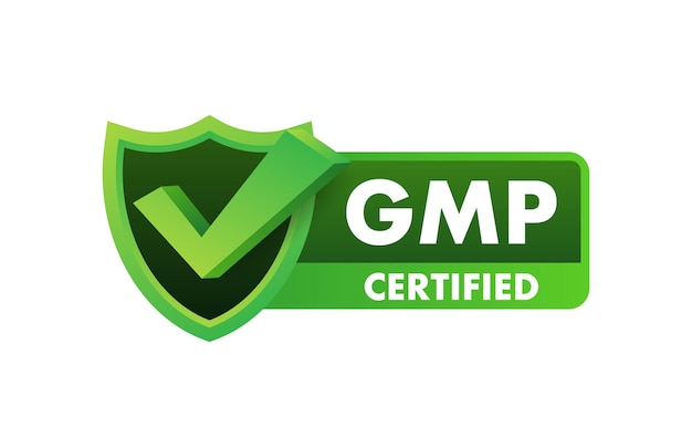 GMP Good Manufacturing Practice certified round stamp Vector background Vector logo