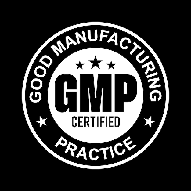 GMP (Good Manufacturing Practice) gecertificeerde ronde stempel Vector