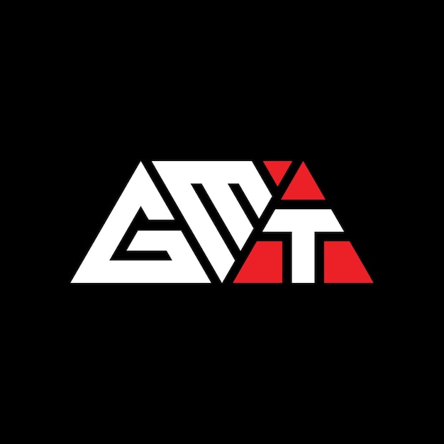 Vettore design del logo triangolare con forma triangolare gmt triangolare design del logo monogramma gmt triangolo vettoriale modello di logo con colore rosso gmt logo triangolari semplice elegante e lussuoso logo