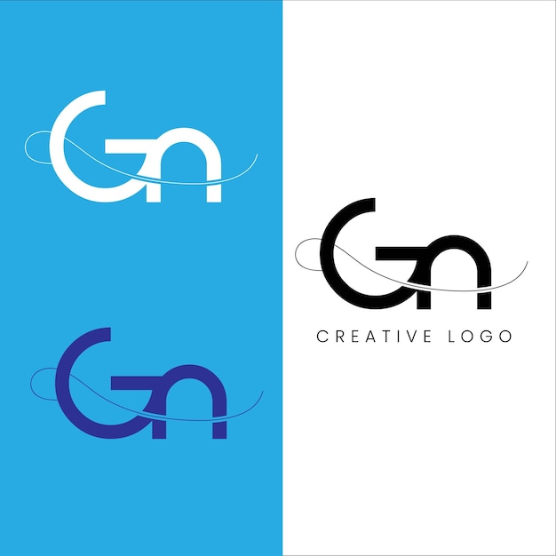Gn initial letter logo design