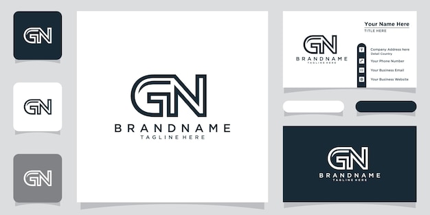 GN- of NG-letterontwerpen voor logo en pictogrammen met visitekaartjeontwerp Premium Vector