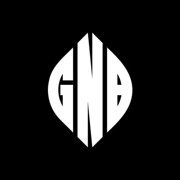 GNB circle letter logo design with circle and ellipse shape GNB ellipse letters with typographic style The three initials form a circle logo GNB Circle Emblem Abstract Monogram Letter Mark Vector