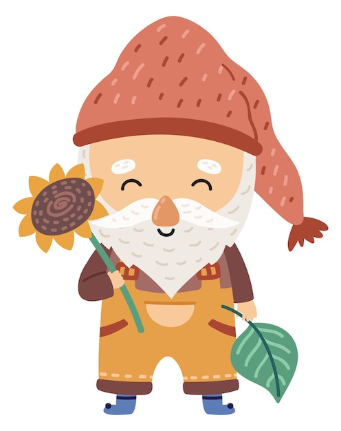 Gnome character Cute bearded dwarf Nature mascot