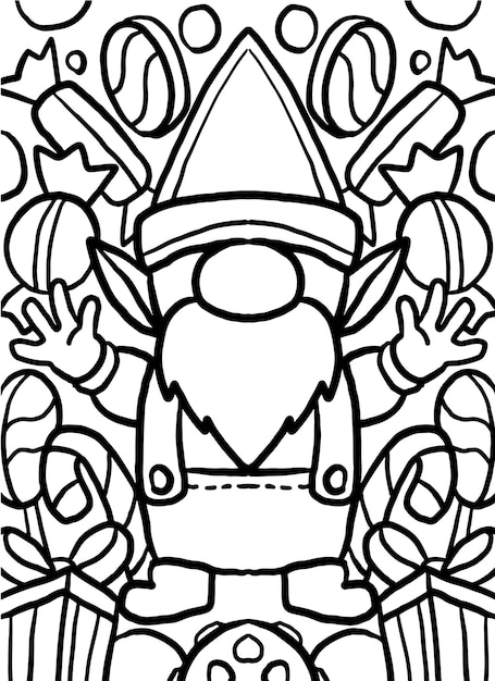 Gnome Christmas Doodle Coloring page