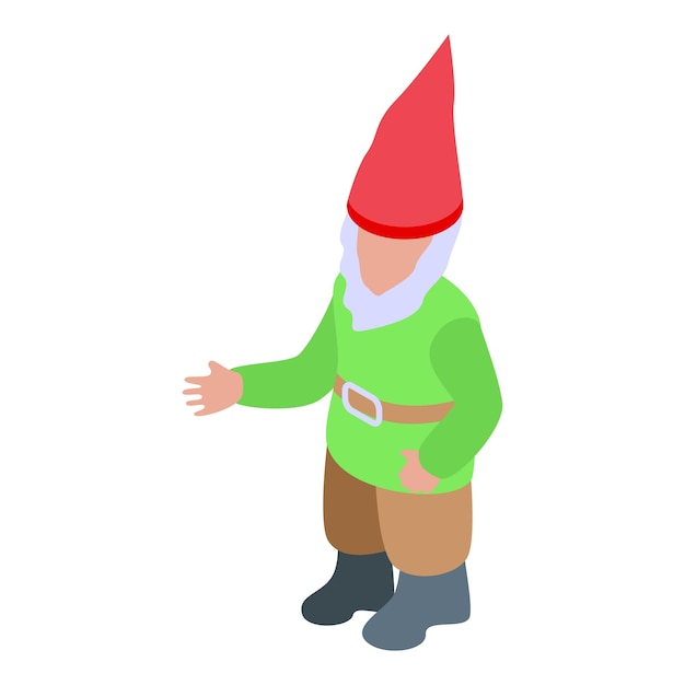 Gnome in green coat icon Isometric of Gnome in green coat vector icon for web design isolated on white background