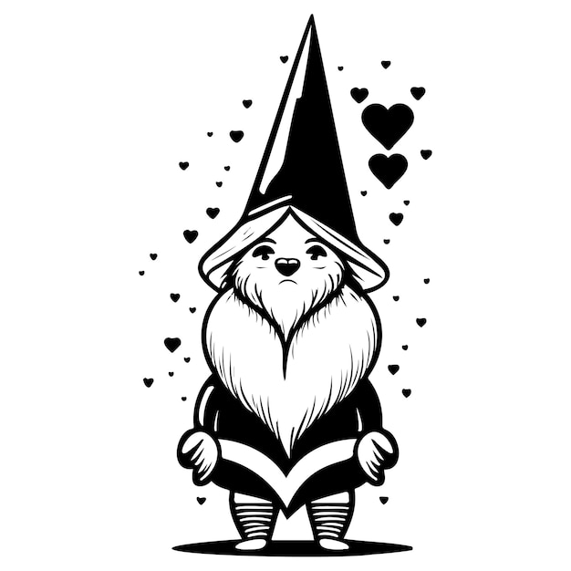 gnome love valentine illustratie schets hand tekenen